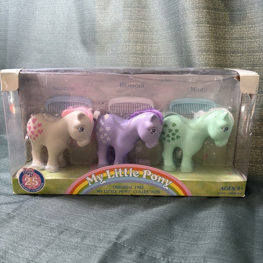 NOS My Little Pony 25th Anniversary Collection Snuzzle Blossom Minty Set 3